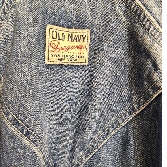 Old Navy Vtg Denim Bib Overalls Mens XL Blue Carpenter Dungarees Button Fly Y2K - Picture 3 of 16
